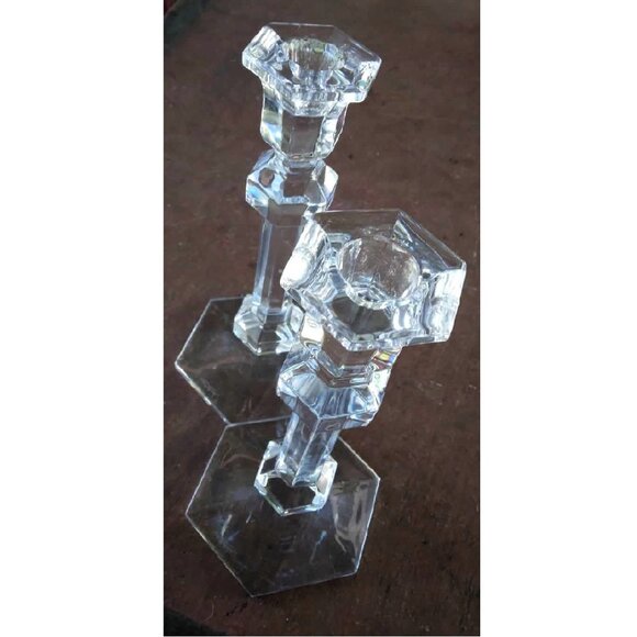 2 Gorgeous "Gardenia Galatee" Lead Crystal Candlesticks by "Val St Lambert" - Picture 5 of 10